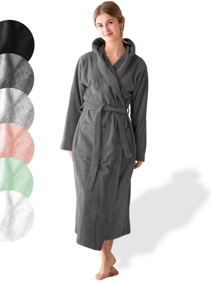 SIEGENTHAL Damenbademantel SIEGENTHAL® Damen Bademantel Frottee Velour Kapuze Weich Wellness Spa, Kapuze, Bindegürtel von SIEGENTHAL