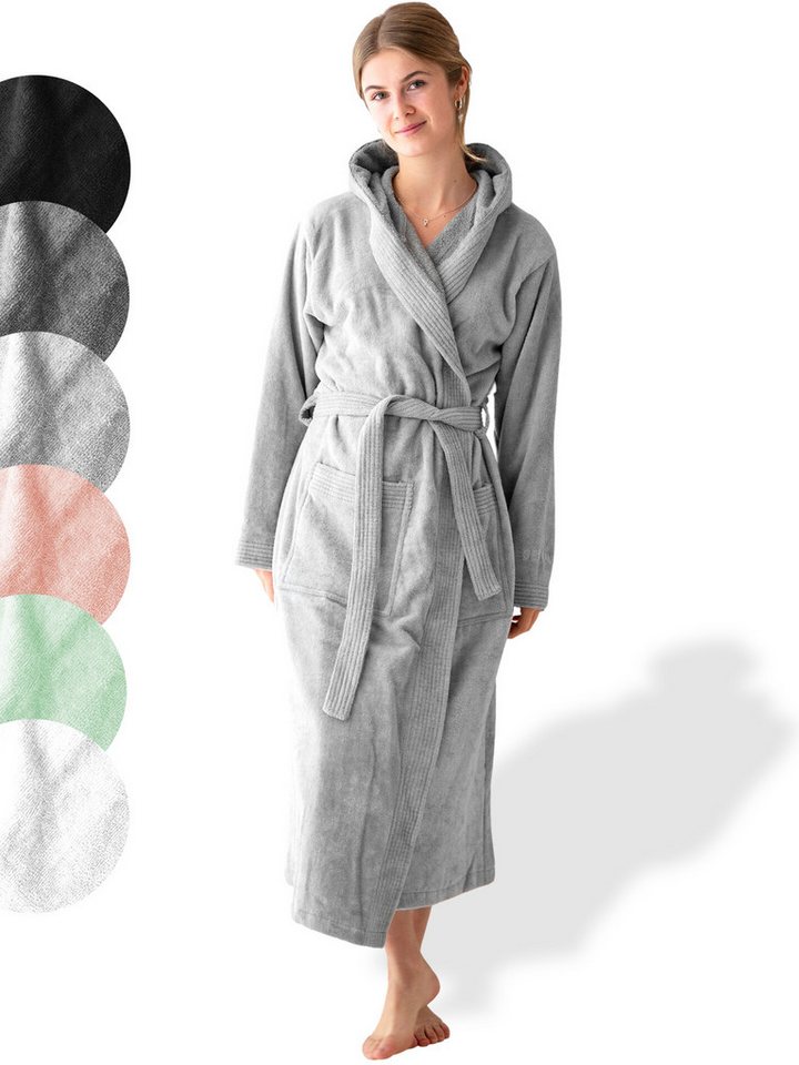 SIEGENTHAL Damenbademantel SIEGENTHAL® Damen Bademantel Frottee Velour Kapuze Weich Wellness Spa, Kapuze, Bindegürtel von SIEGENTHAL