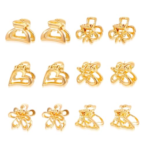 12 Stück Kleine Haarspangen, Mini Metall Haarklammer Klein, MiniHaar Clips, MiniHaarspangen, Kunststoff Haar Klemmen für Mädchen und Frauen, Rutschfestem Griff kleine-Jaw Clips von SIEISIEIX
