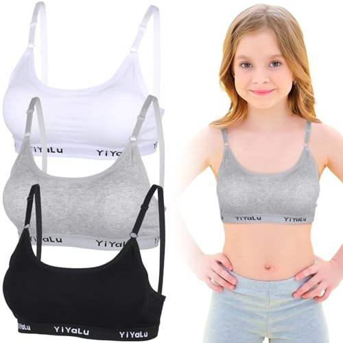 3 Stück Teenager Mädchen Bh Bralette Bh Kinder Mädchen Sport Bh Teenager Bustier Unterwäsche Sport Bustier Mädche mit Abnehmbarer Polsterung Verstellbaren SchulterriemenFür Kinder Von 10-16 Jahren von SIEUUOAK