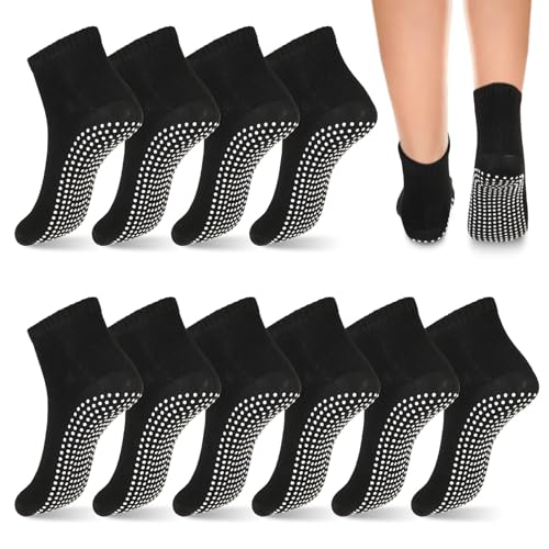 5 Paar Yoga-Socken, Stoppersocken Damen Pilates Socken Antirutschsocken Sport Damen, Schwarz Rutschfeste Antirutsch Socken Sport Damen für Yoga, Barre, Pilates, Tanz, Barfuß, Trampolin Damen Herren von SIEUUOAK