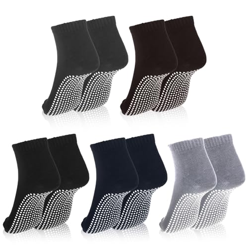 5 Paar Yoga-Socken, Stoppersocken Damen Pilates Socken Antirutschsocken Sport Damen, Schwarz Rutschfeste Antirutsch Socken Sport Damen für Yoga, Barre, Pilates, Tanz, Barfuß, Trampolin Damen Herren von SIEUUOAK