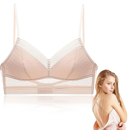 Damen BH Rückenfrei, M-Size Sexy BH Rückenfrei Tiefer Ausschnitt Invisible Bra Top mit Integriertem BH Tief V Ohne Bügel Rückenfreier Body Kabelloser U-Förmiger Rücken Comfort Lifting BH von SIEUUOAK