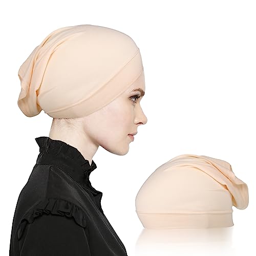 Muslimisches Kopftuch Frauen-Kopftuch kopftuch Baumwolle Kopftücher Bone Hijab Hijab Tube Cap Kopftücher Damen für Haarausfall Chemotherapie Schlummertrunk Hohe Elastizität Einstellbar (Beige) von SIEUUOAK