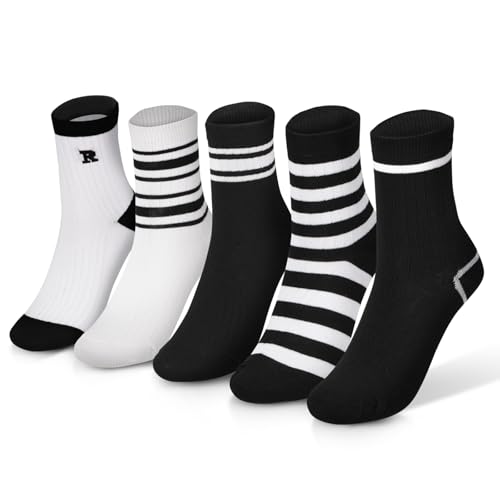SIEUUOAK 5 Paar Herren Damen Baumwolle Herrensocken - Sport Atmungsaktive Socks ästhetische Sportsocken für Freizeitkleidung Damen Retro Tennissocken Winter Baumwollsocken für Frauen Mädchen von SIEUUOAK