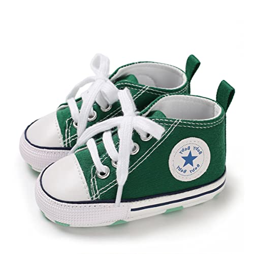 SIFANGPING Lauflernschuhe Baby rutschfeste und atmungsaktive 0-18M Canvas-Schuhe mit weicher Sohle für Jungen und Mädchen EU 17 Grün von SIFANGPING