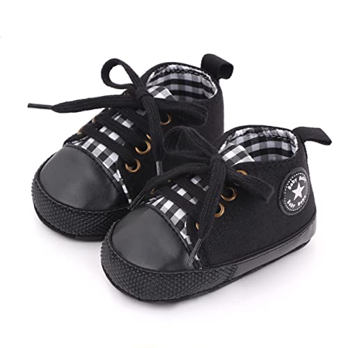 SIFANGPING Lauflernschuhe Baby rutschfeste und atmungsaktive 0-18M Canvas-Schuhe mit weicher Sohle für Jungen und Mädchen EU 17 Schwarz von SIFANGPING