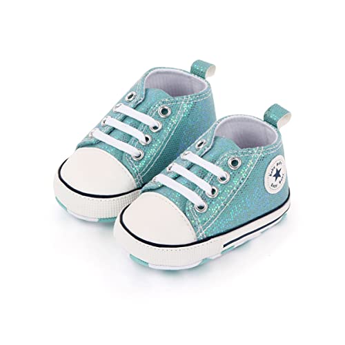 SIFANGPING Lauflernschuhe Baby rutschfeste und atmungsaktive 0-18M Canvas-Schuhe mit weicher Sohle für Jungen und Mädchen EU 18 Grün von SIFANGPING