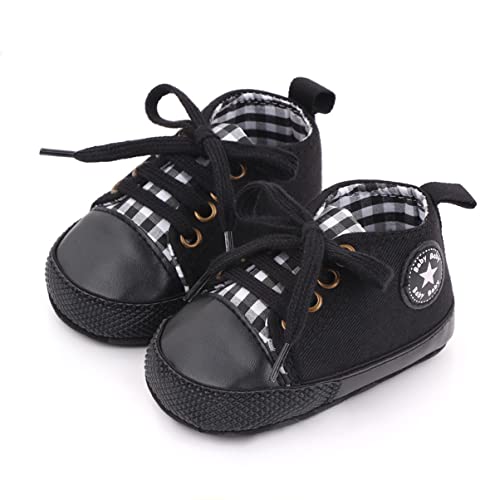 SIFANGPING Lauflernschuhe Baby rutschfeste und atmungsaktive 0-18M Canvas-Schuhe mit weicher Sohle für Jungen und Mädchen EU 18 Schwarz von SIFANGPING