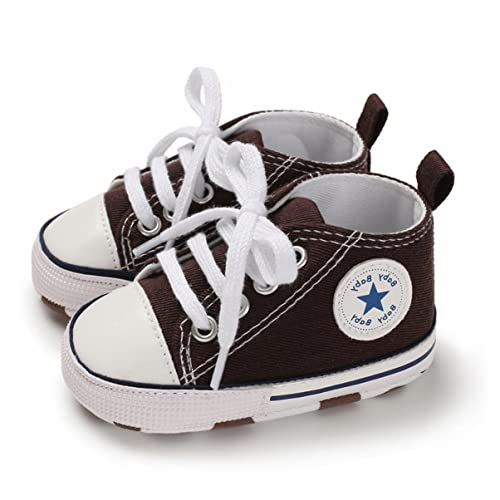 SIFANGPING Lauflernschuhe Baby rutschfeste und atmungsaktive 0-18M Canvas-Schuhe mit weicher Sohle für Jungen und Mädchen EU 20 Brau von SIFANGPING