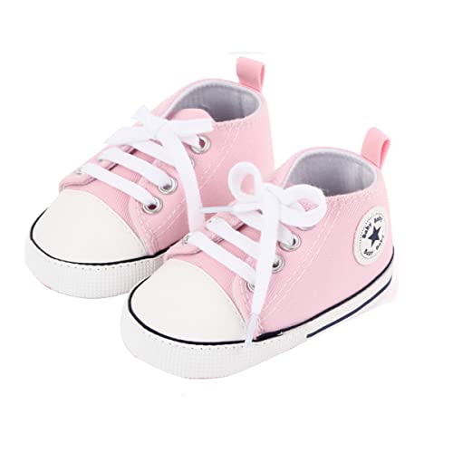 SIFANGPING Lauflernschuhe Baby rutschfeste und atmungsaktive 0-18M Canvas-Schuhe mit weicher Sohle für Jungen und Mädchen EU 18 Hell-Pink von SIFANGPING