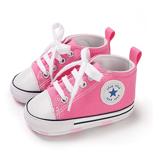 SIFANGPING Lauflernschuhe Baby rutschfeste und atmungsaktive 0-18M Canvas-Schuhe mit weicher Sohle für Jungen und Mädchen EU 18 Rosa von SIFANGPING