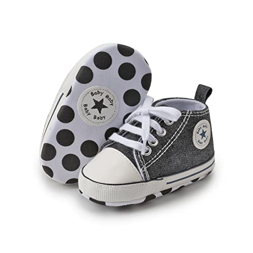 SIFANGPING Lauflernschuhe Baby rutschfeste und atmungsaktive 0-18M Canvas-Schuhe mit weicher Sohle für Jungen und Mädchen EU 17 Schwarz von SIFANGPING