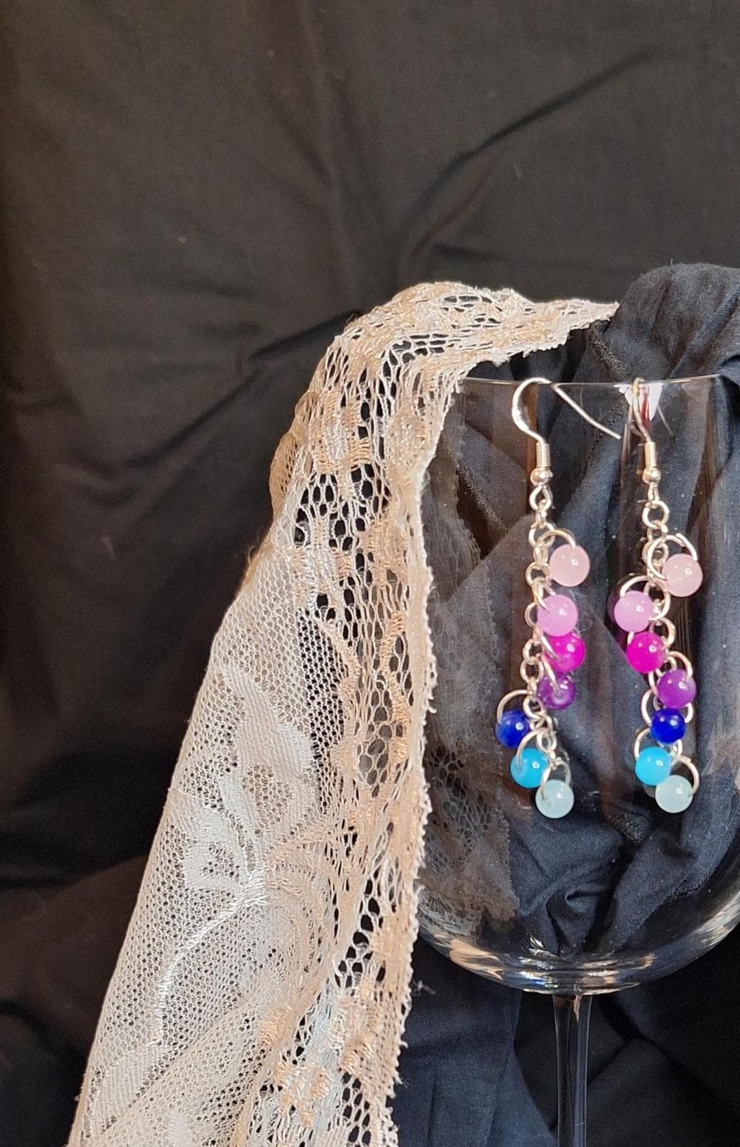 Bi Pride Kaskaden Ohrringe Sterling Silber & Glas, Anpassbar von SIFcrafts