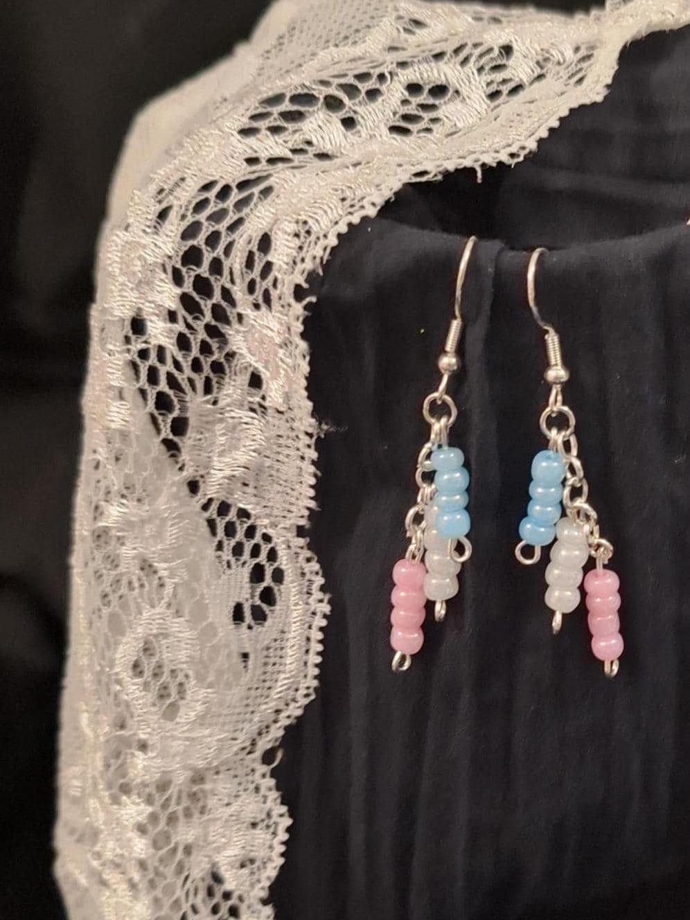 Trans Pride Ohrringe Sterling Silber & Glas - Individuell Anpassbar von SIFcrafts