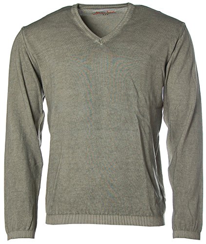 SIGNUM Herren Pullover Strick V-Ausschnitt Slim Cut Ivy Green L von Signum