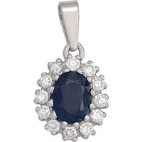 SIGO Anhänger 925 Sterling Silber rhodiniert 12 Zirkonia 1 Safir blau von SIGO