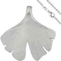 SIGO Anhänger Ginko Ginkgo 925 Sterling Silber matt mit Kette 50 cm von SIGO