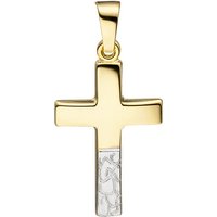 SIGO Anhänger Kreuz 333 Gold Gelbgold bicolor diamantiert Kreuzanhänger von SIGO