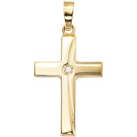 SIGO Anhänger Kreuz 333 Gold Gelbgold mattiert 1 Zirkonia Kreuzanhänger Goldkreuz von SIGO