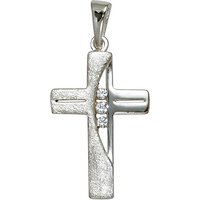 SIGO Anhänger Kreuz 925 Sterling Silber eismatt 3 Zirkonia Kreuzanhänger Silberkreuz von SIGO