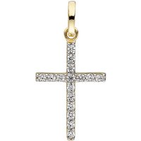 SIGO Anhänger Kreuz schmal 375 Gold Gelbgold 16 Zirkonia Kreuzanhänger Goldkreuz von SIGO