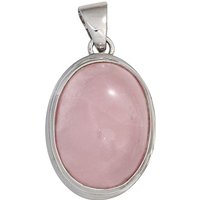 SIGO Anhänger oval 925 Sterling Silber rhodiniert 1 Rosenquarz rosa von SIGO