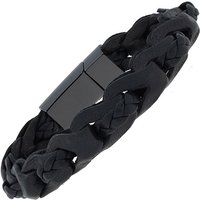 SIGO Armband 2-reihig Leder mit Keramik schwarz geflochten 21 cm von SIGO