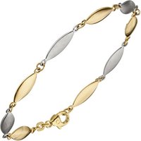 SIGO Armband 585 Gold Gelbgold Weißgold bicolor matt 19,5 cm Goldarmband von SIGO