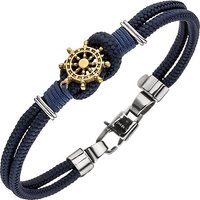 SIGO Armband Steuer Steuerrad 2-reihig Baumwolle dunkelblau mit Edelstahl 21 cm von SIGO