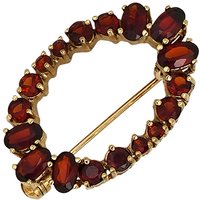 SIGO Brosche Granat 375 Gold Gelbgold 18 Granate rot Goldbrosche Granatschmuck von SIGO