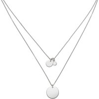 SIGO Collier 2-reihige Kette mit Anhänger 925 Sterling Silber 1 Zirkonia 44 cm von SIGO