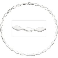 SIGO Collier Halskette 925 Silber teil matt 154 Zirkonia 45 cm Kette Silberkette von SIGO