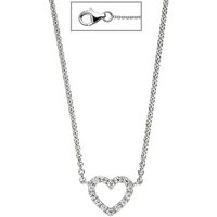 SIGO Collier Halskette Herz 925 Sterling Silber mit Zirkonia 42 cm Kette Silberkette von SIGO