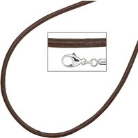 SIGO Collier Halskette Leder braun 925 Silber 42 cm Lederkette Karabiner von SIGO