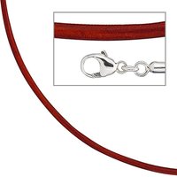 SIGO Collier Halskette Leder rot 925 Silber 42 cm Lederkette Karabiner von SIGO