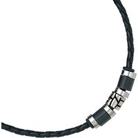 SIGO Collier Halskette Leder schwarz mit Edelstahl 45 cm Kette Lederkette von SIGO