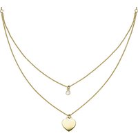 SIGO Collier Herz 925 Sterling Silber gold vergoldet 1 Zirkonia 44 cm von SIGO