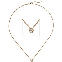 SIGO Collier Kette mit Anhänger 585 Gold Rotgold 1 Diamant Brillant 0,15 ct. 45 cm von SIGO