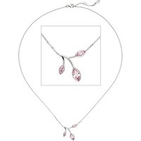 SIGO Collier Kette mit Anhänger 925 Sterling Silber 3 Zirkonia rosa 45 cm Kette von SIGO