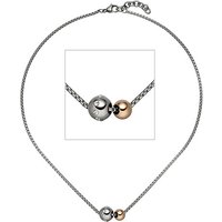 SIGO Collier Kette mit Anhänger Kugeln Edelstahl bicolor 8 Zirkonia 45 cm von SIGO