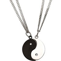 SIGO Collier Kette mit Anhänger Ying Yang 4-teilig Edelstahl 2 Zirkonia Halskette von SIGO