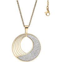 SIGO Collier Kette mit Anhänger rund Edelstahl gold farben mit Glitzer-Effekt 80 cm von SIGO