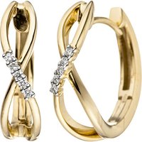 SIGO Creolen 585 Gold Gelbgold 10 Diamanten Brillanten 0,06ct. Ohrringe Goldohrringe von SIGO