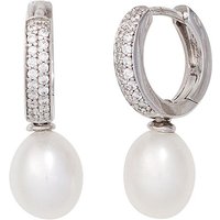 SIGO Creolen 925 Silber 2 Süßwasser Perlen mit Zirkonia Ohrringe Perlenohrringe SIGO Creolen 925 Silber 2 Süßwasser Perlen mit Zirkonia Ohrringe Perlenohrringe von SIGO