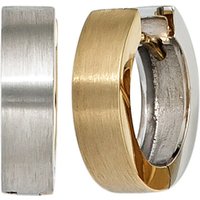 SIGO Creolen rund 585 Gold Gelbgold Weißgold bicolor mattiert Ohrringe von SIGO