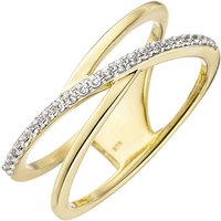 SIGO Damen Ring 2-reihig 375 Gold Gelbgold 24 Zirkonia Goldring von SIGO