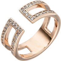 SIGO Damen Ring 2-reihig offen 925 Sterling Silber rotgold vergoldet 38 Zirkonia von SIGO