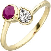 SIGO Damen Ring 333 Gold Gelbgold 1 Rubin rot 9 Zirkonia Rubinring von SIGO