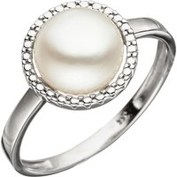 SIGO Damen Ring 333 Gold Weißgold 1 Süßwasser Perle Perlenring Weißgoldring von SIGO